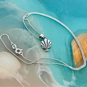 Sterling Silver Small Seashell Necklace, Ocean Shells, Beach Jewelry Chain